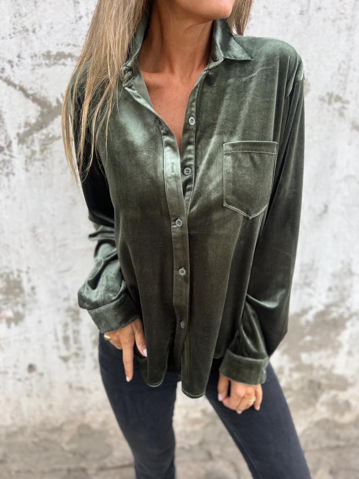 Chemise élégante en velours | Idéale pour l'automne