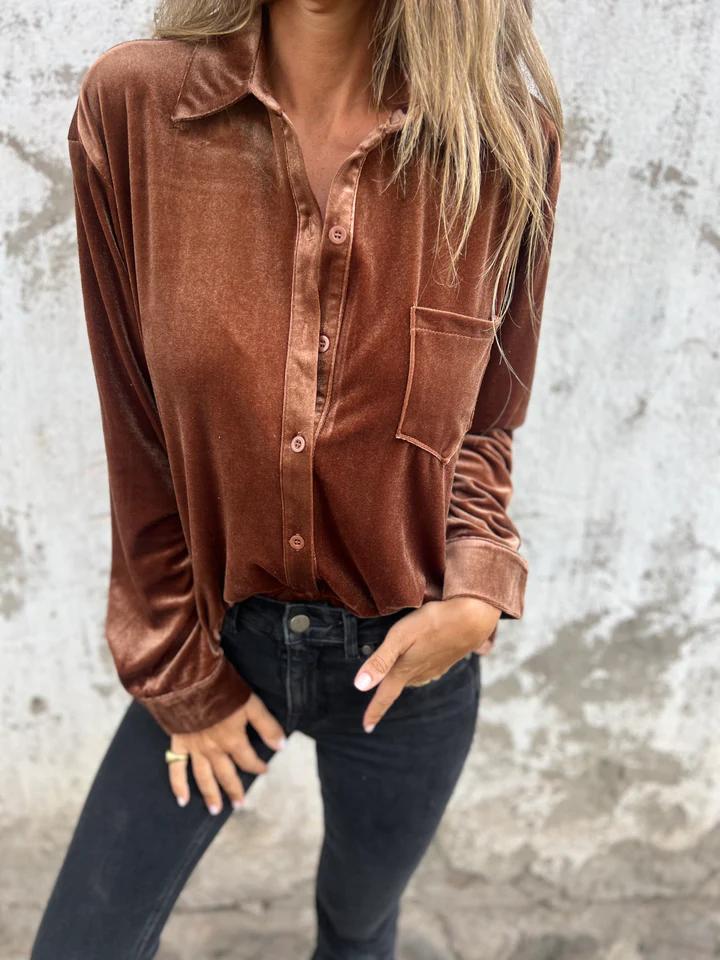 Chemise élégante en velours | Idéale pour l'automne
