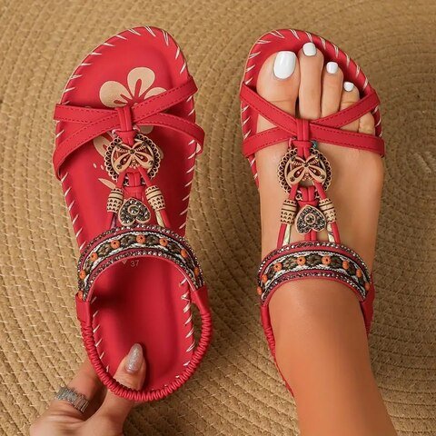 Sandales bohèmes avec perles | Confort d'été et style ethnique