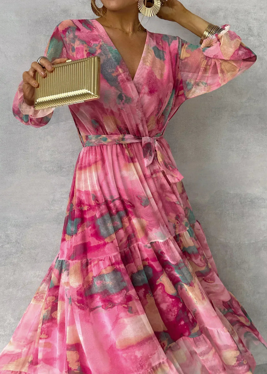 Robe longue imprimée | Élégance festive