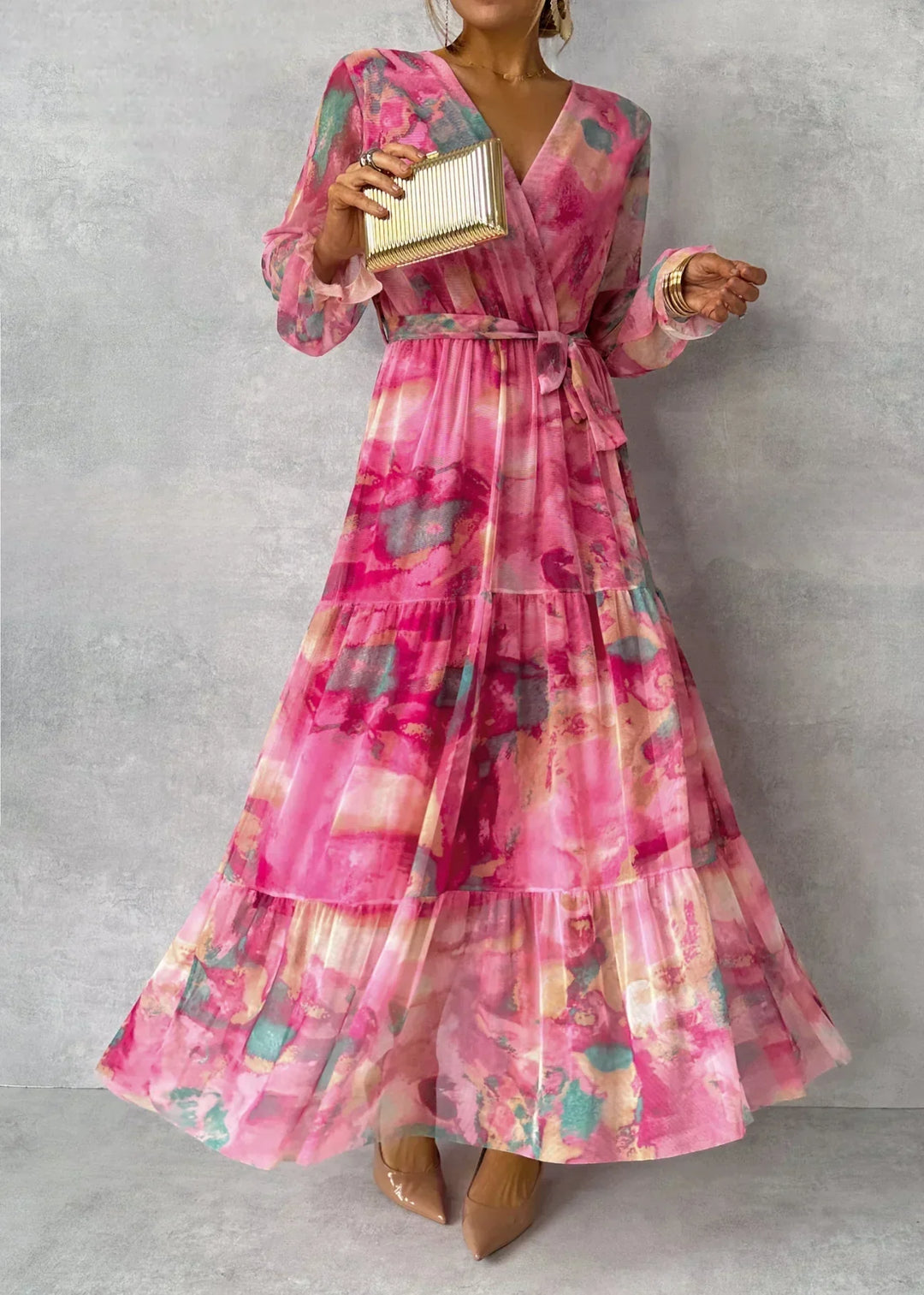 Robe longue imprimée | Élégance festive