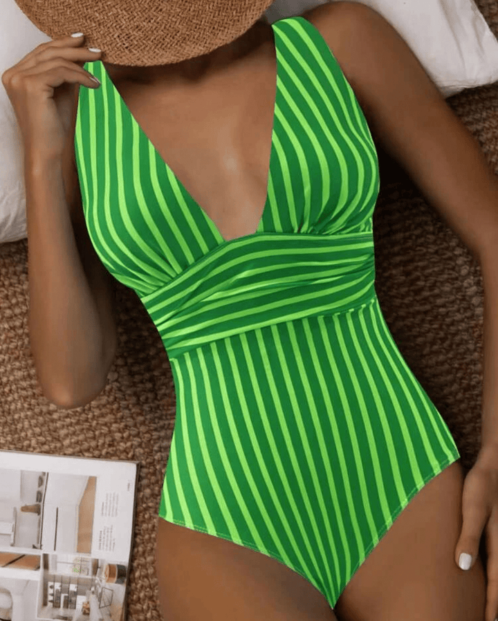 Maillot une pièce rayé | Élégance et maintien à la plage