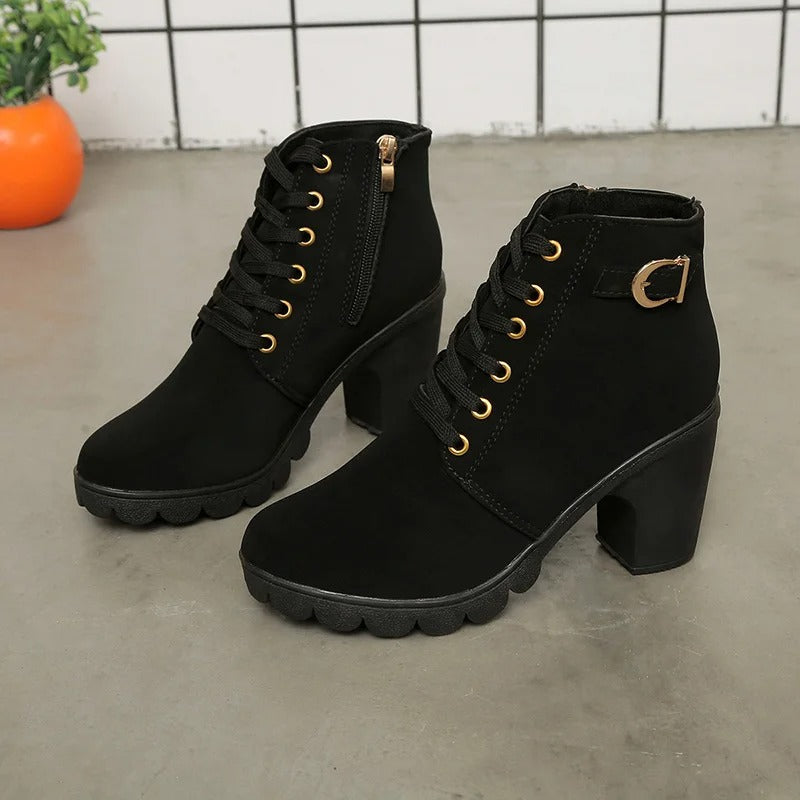 Bottines à talons lacées | Élégance robuste pour l’hiver