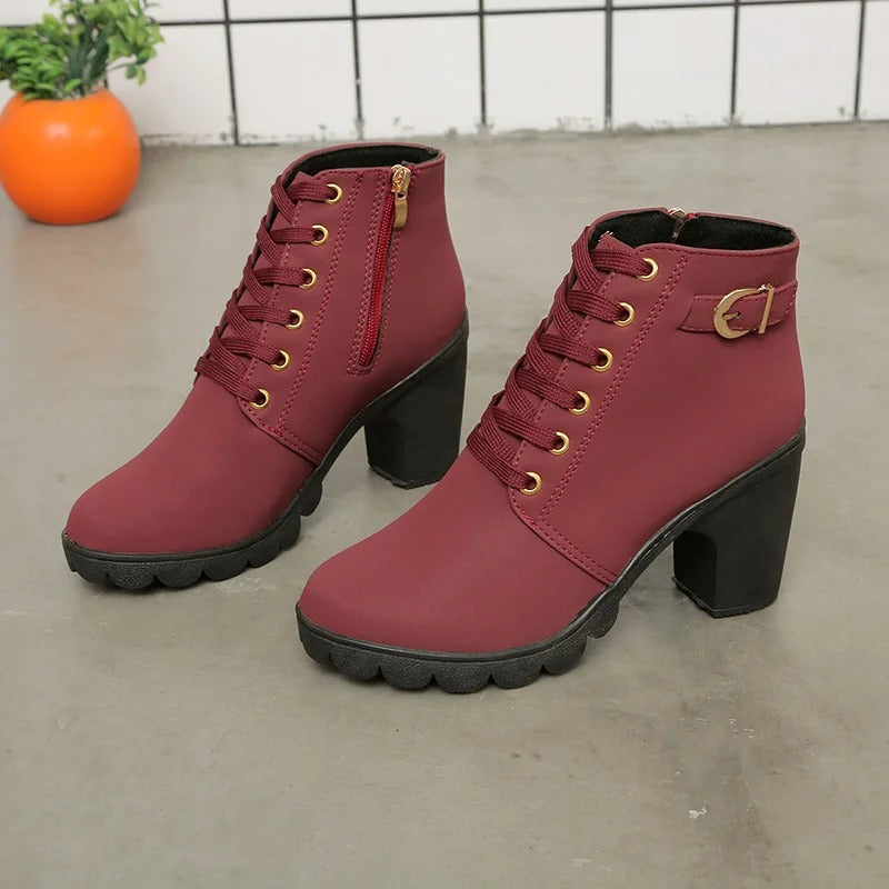 Bottines à talons lacées | Élégance robuste pour l’hiver