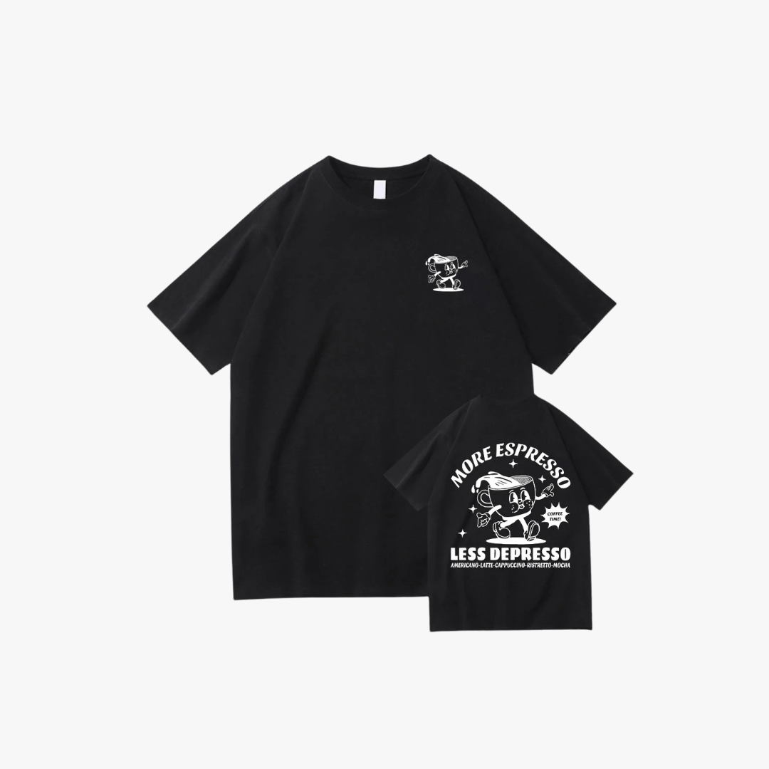 T-shirt vintage imprimé café | Style décontracté tendance