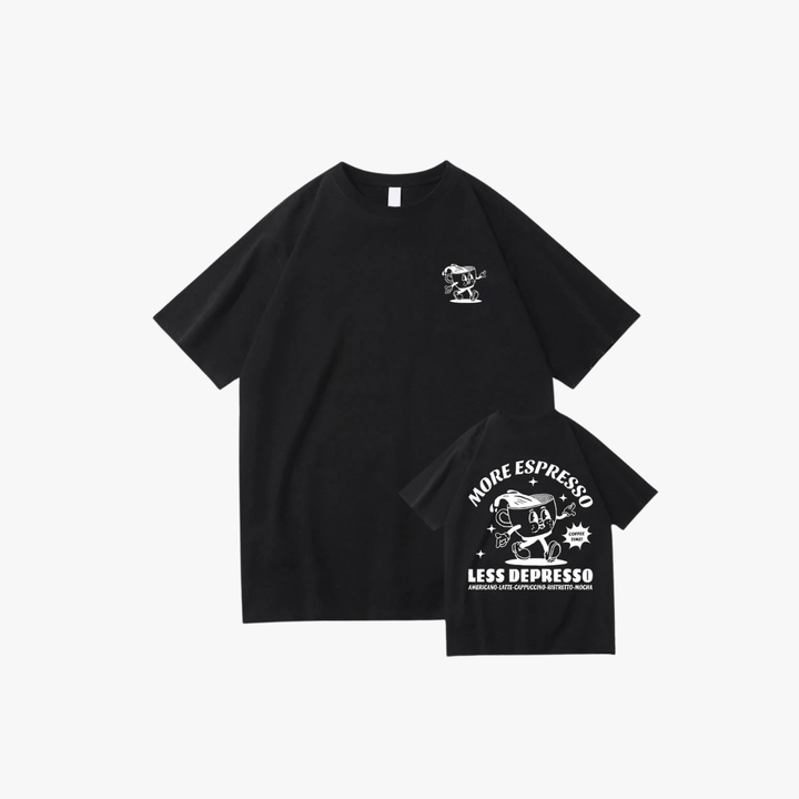 T-shirt vintage imprimé café | Style décontracté tendance