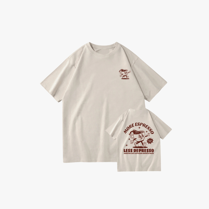T-shirt vintage imprimé café | Style décontracté tendance