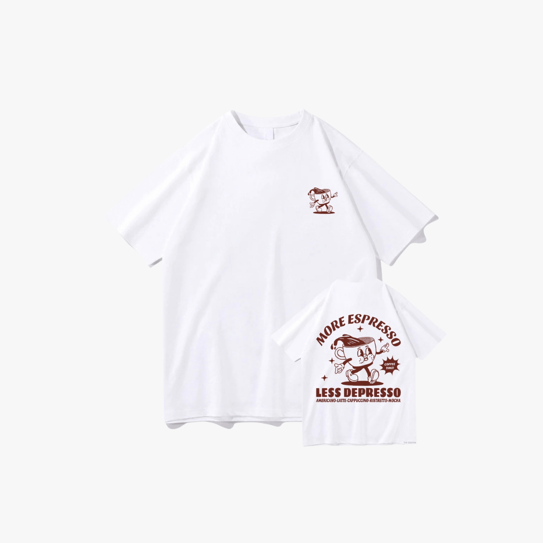 T-shirt vintage imprimé café | Style décontracté tendance