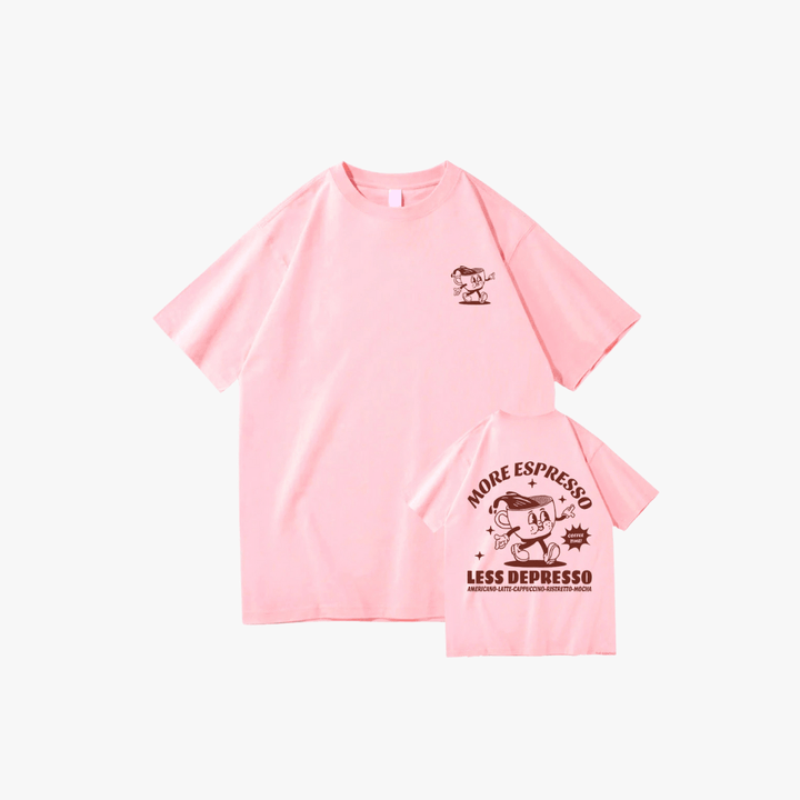 T-shirt vintage imprimé café | Style décontracté tendance
