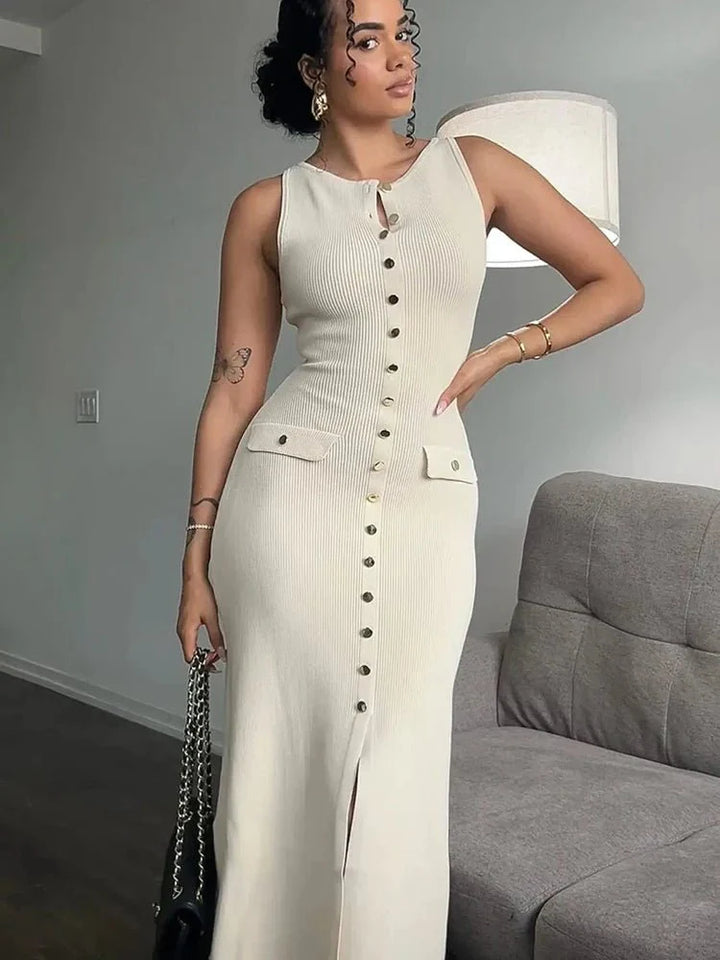 Robe sans manches boutonnée | Élégance du quotidien