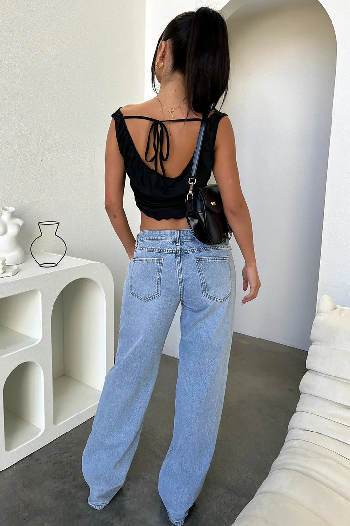 Jean taille basse droit | Look décontracté tendance