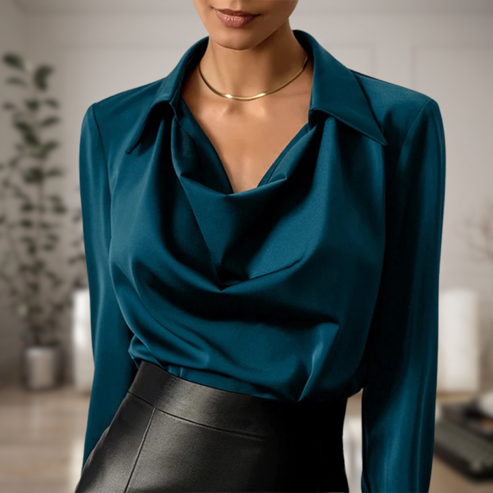 Blouse fluide col cascade | Parfaite pour le bureau
