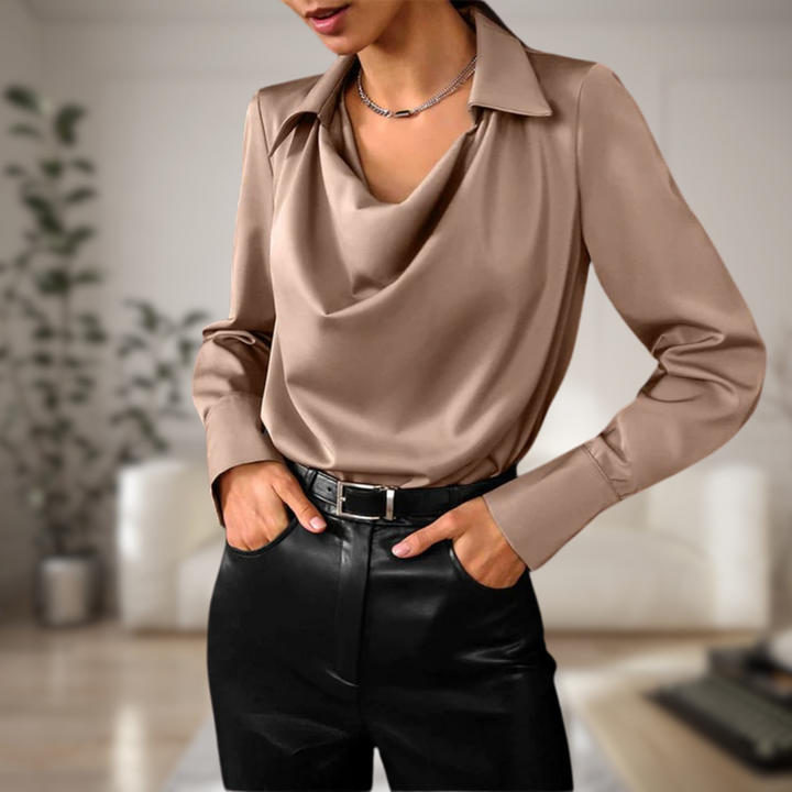 Blouse fluide col cascade | Parfaite pour le bureau