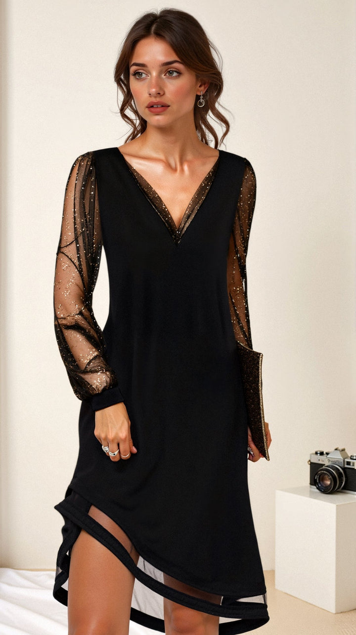 Robe élégante à manches transparentes | Idéale pour les soirées