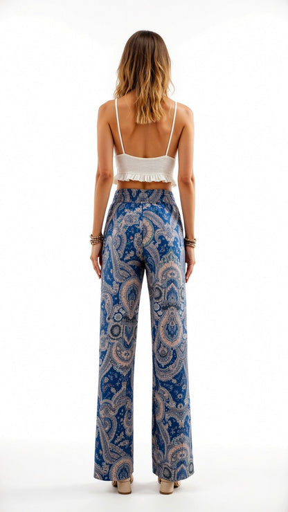 Pantalon large imprimé | Confort bohème pour journées ensoleillées