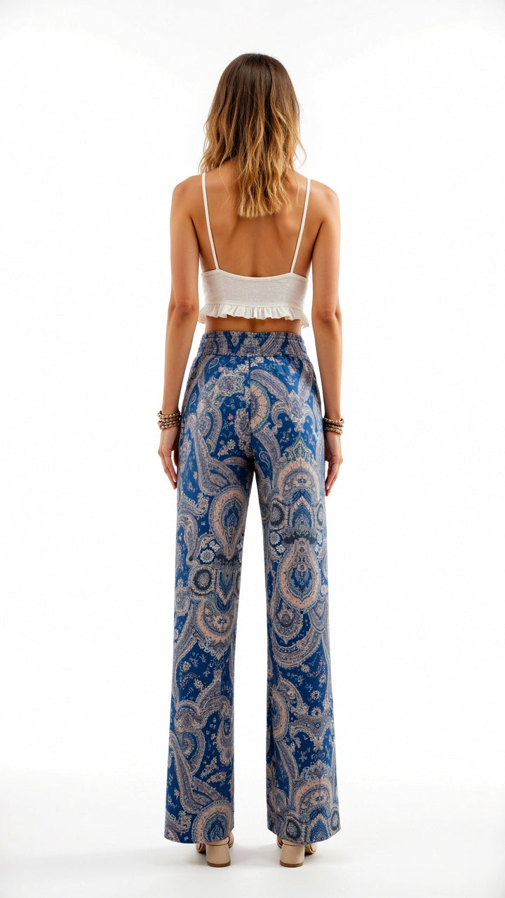 Pantalon large imprimé | Confort bohème pour journées ensoleillées