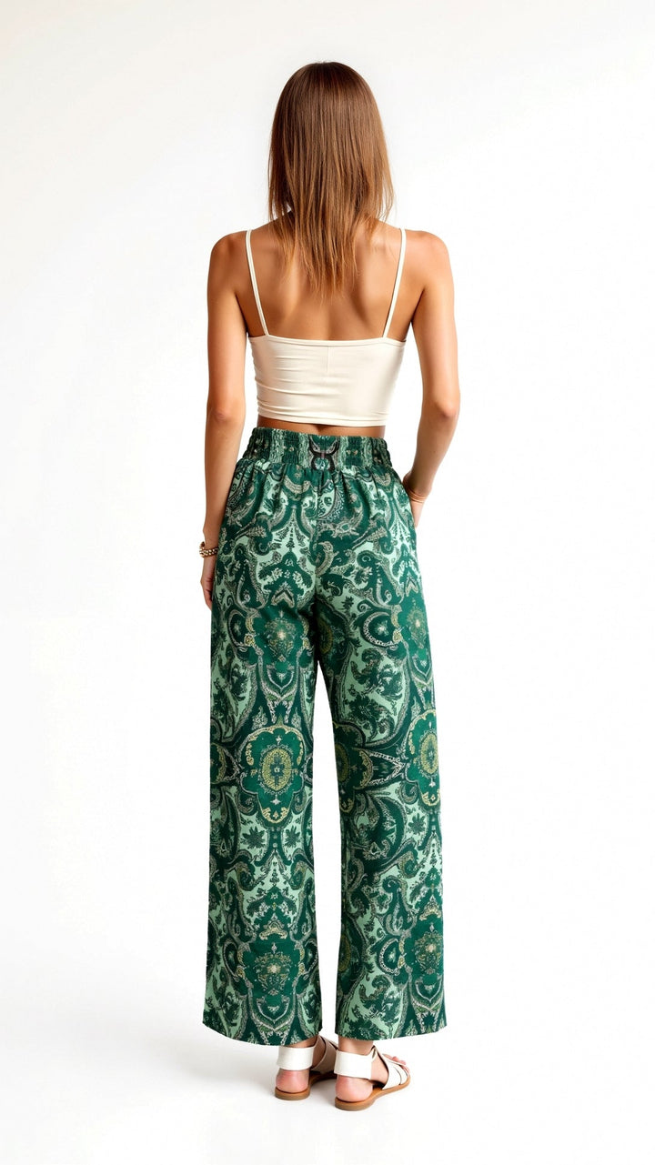 Pantalon large imprimé | Confort bohème pour journées ensoleillées