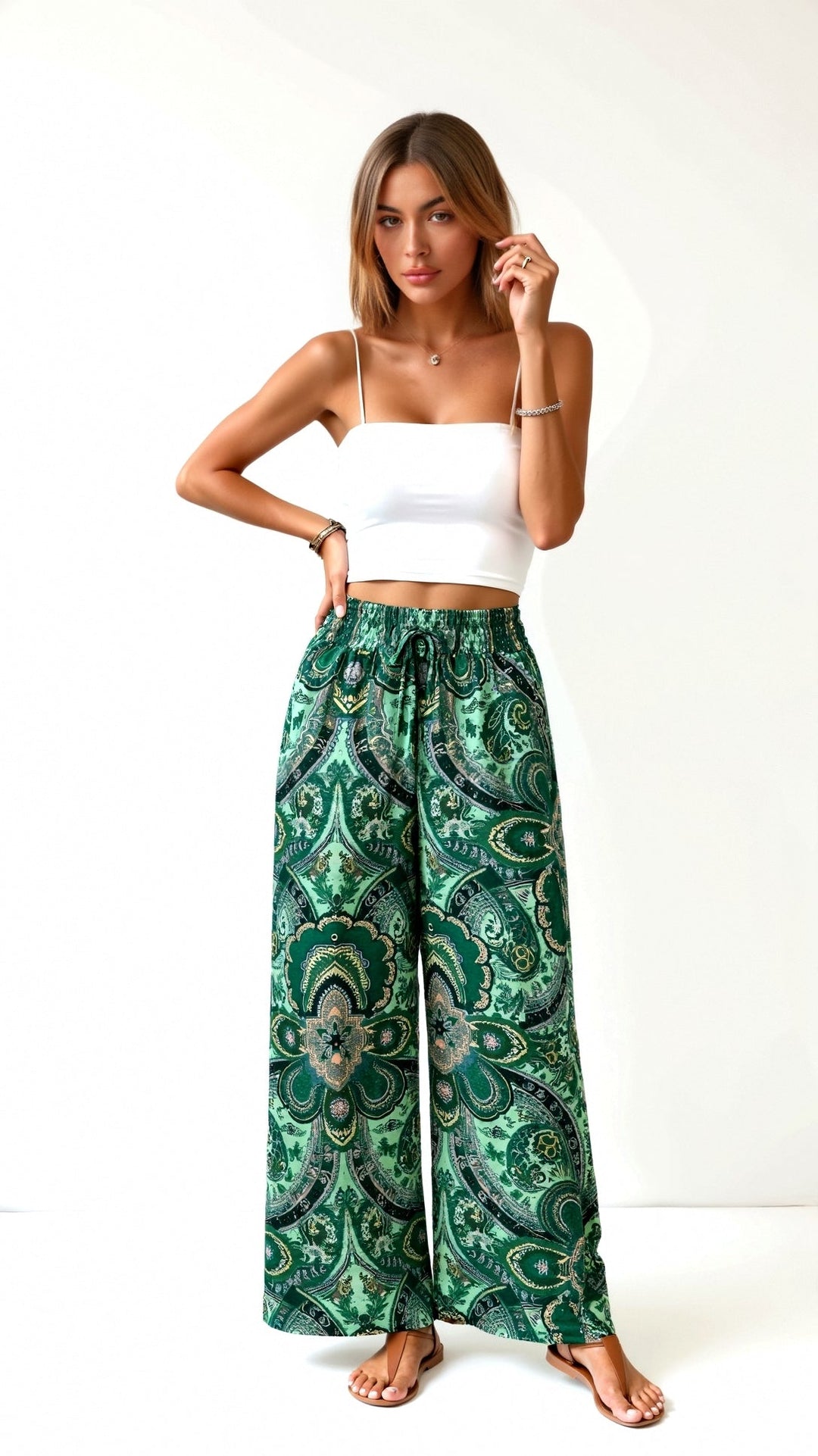 Pantalon large imprimé | Confort bohème pour journées ensoleillées