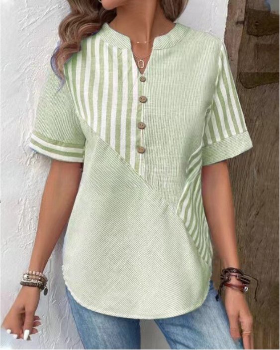 Blouse rayée à boutons | Élégance légère pour l'été