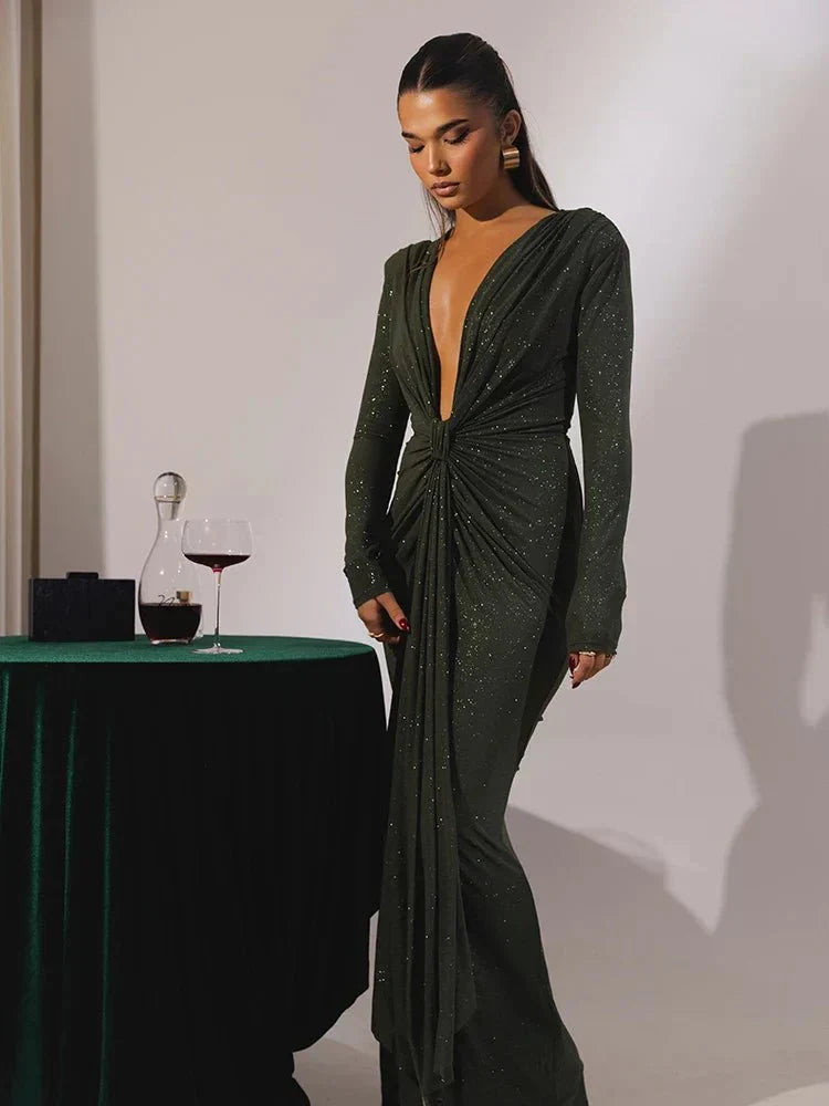 Robe élégante à paillettes drapée | Idéale pour les soirées