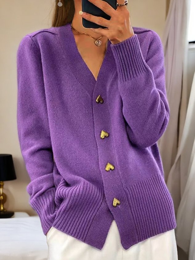 Cardigan à boutons cœur | Charme décontracté raffiné