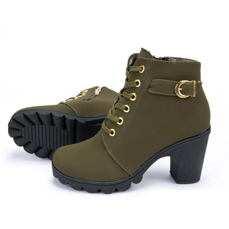 Bottines à talons lacées | Élégance robuste pour l’hiver