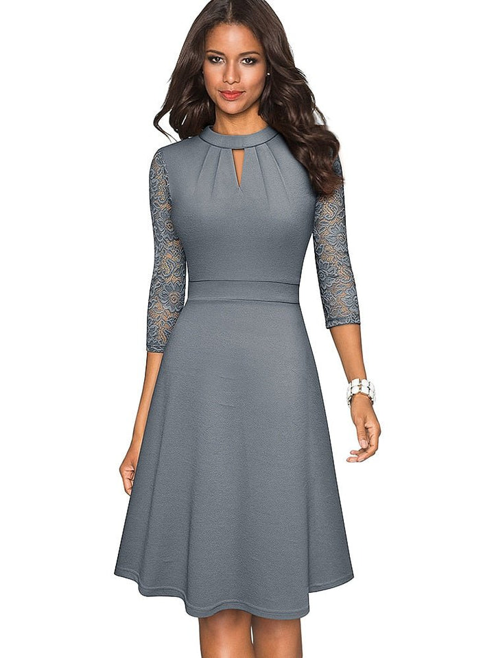 Robe élégante à manches en dentelle | Idéale pour les occasions spéciales