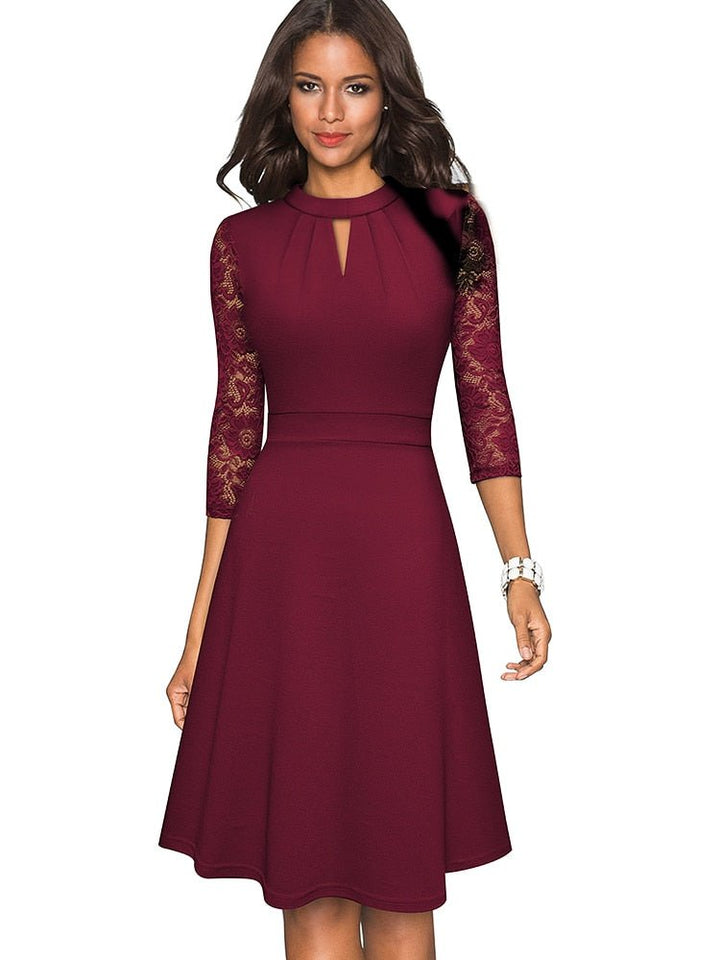 Robe élégante à manches en dentelle | Idéale pour les occasions spéciales