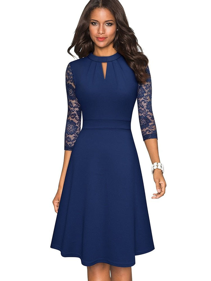 Robe élégante à manches en dentelle | Idéale pour les occasions spéciales