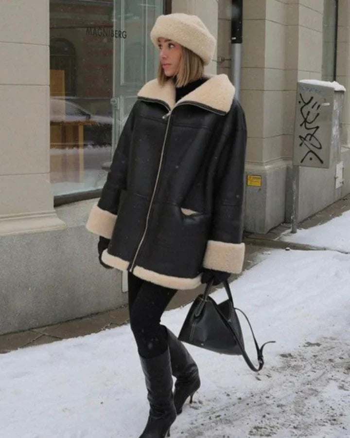 Veste en cuir oversize | Idéale pour l'hiver