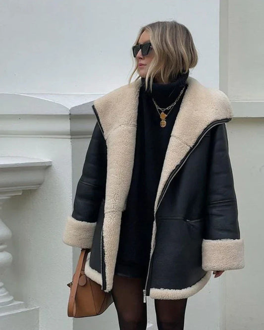 Veste en cuir oversize | Idéale pour l'hiver