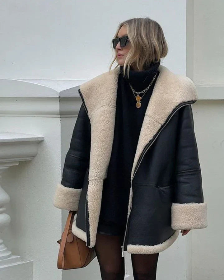 Veste en cuir oversize | Idéale pour l'hiver