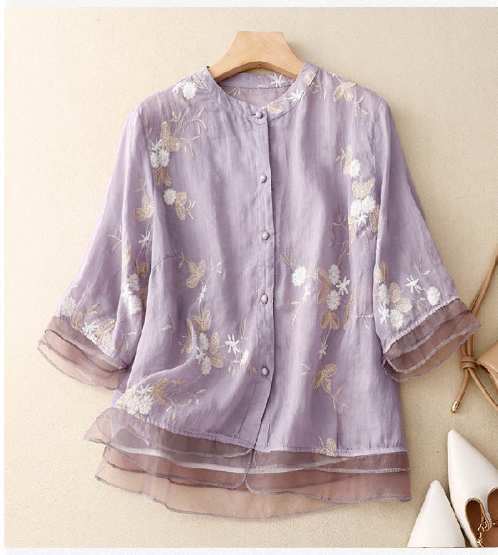 Blouse brodée légère | Élégance raffinée pour le printemps