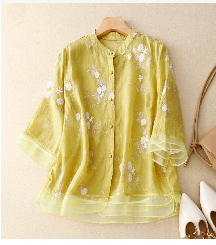 Blouse brodée légère | Élégance raffinée pour le printemps