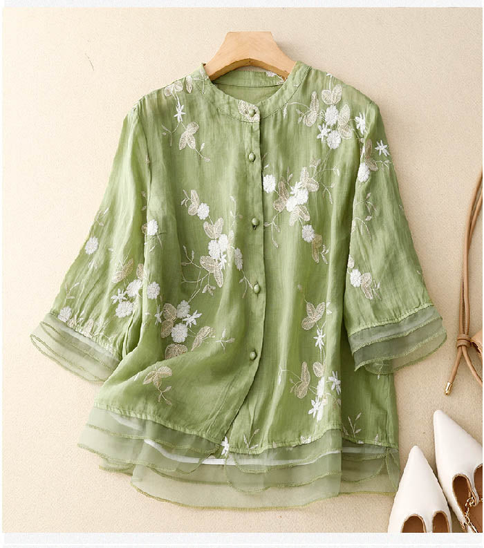Blouse brodée légère | Élégance raffinée pour le printemps